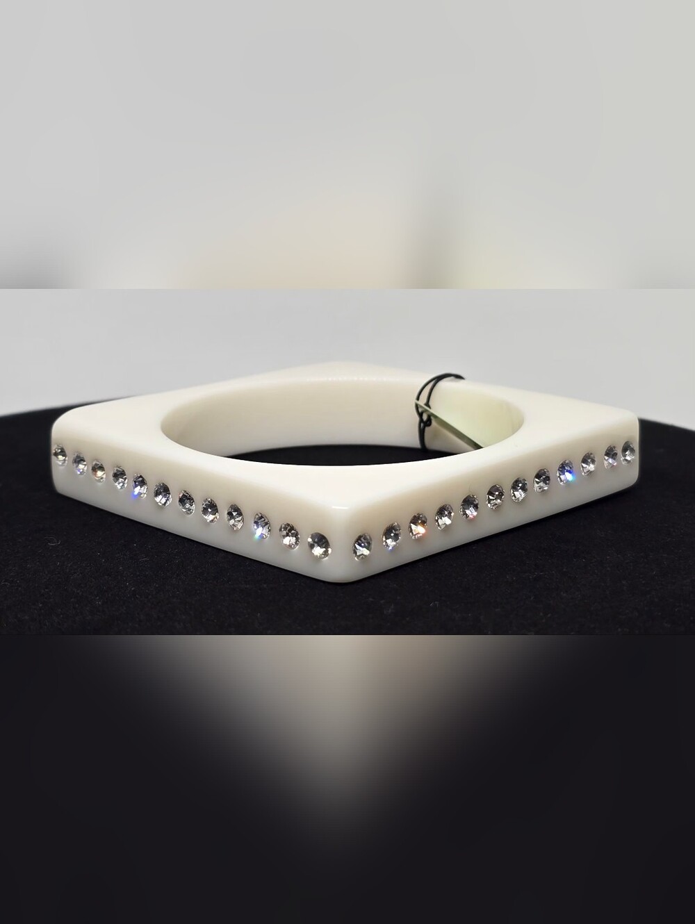 Crystal-Embellished White  Square Bangle Bracelet